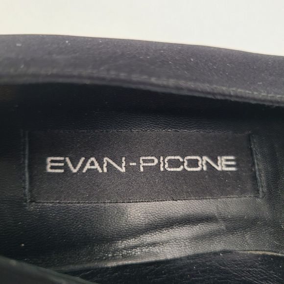 Evan-Picone Pumps Size 9M Black Satin 2 -1/2" Bedazzled Heels Made in Spain - Picture 8 of 10